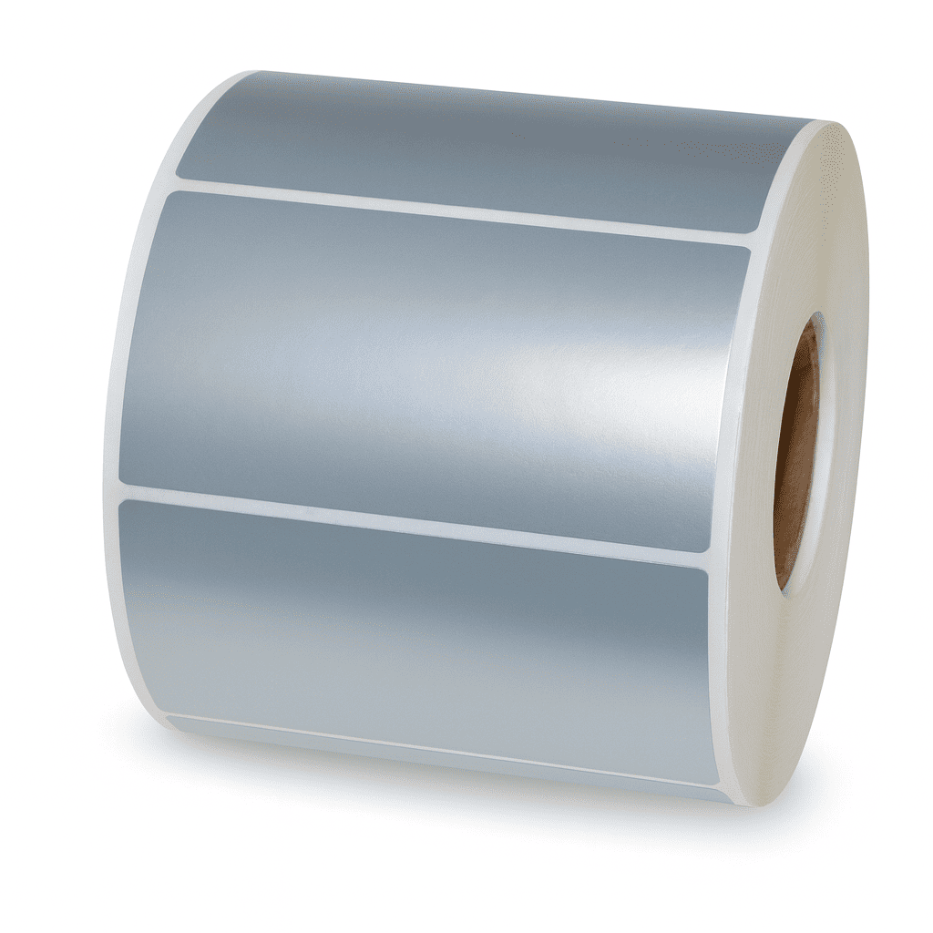 Etiquetas poliester color plata para uso industrial